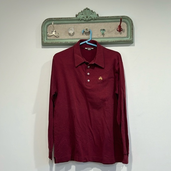 Vintage Brooks brothers long sleeve polo shirt  men’s size large casual maroon - Picture 1 of 4